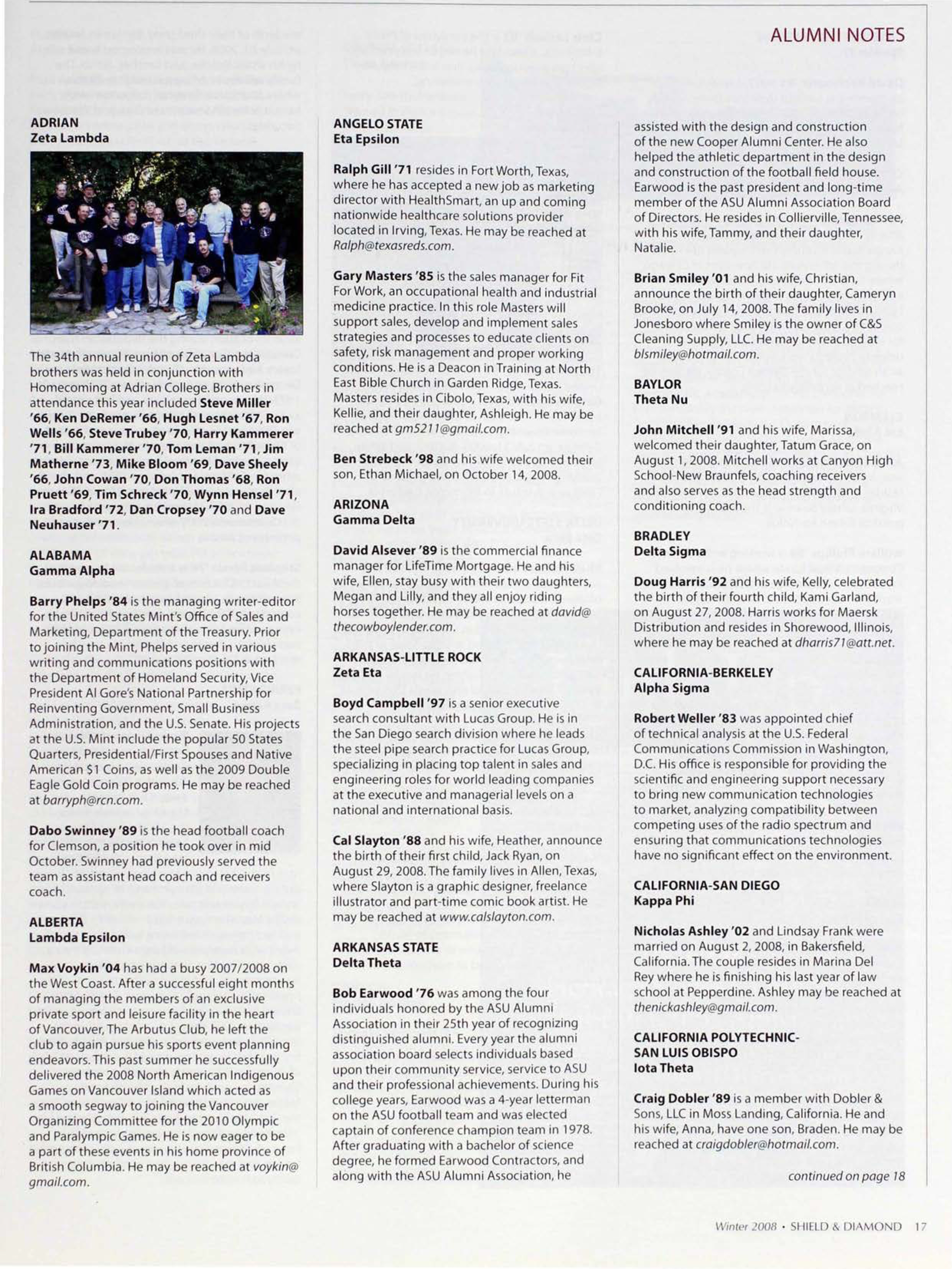 Alumni Notes, Winter 2008